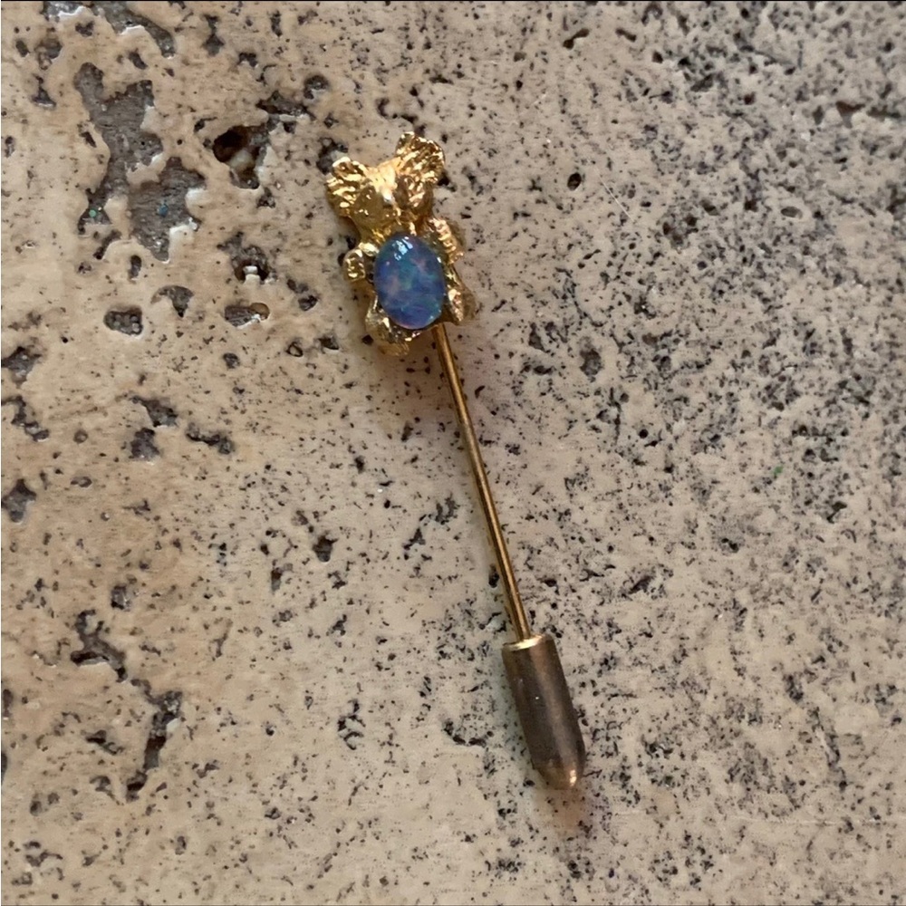 Vintage Y2K Gold Koala Opal Stick Pin